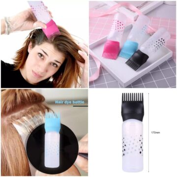 160ML Dye Oil Comb Bottle / Hair Dye Oil Comb Bottle / Professional Refillable Hair Dye Applicator Brush Bottle / Hair Coloring Dispensing Comb