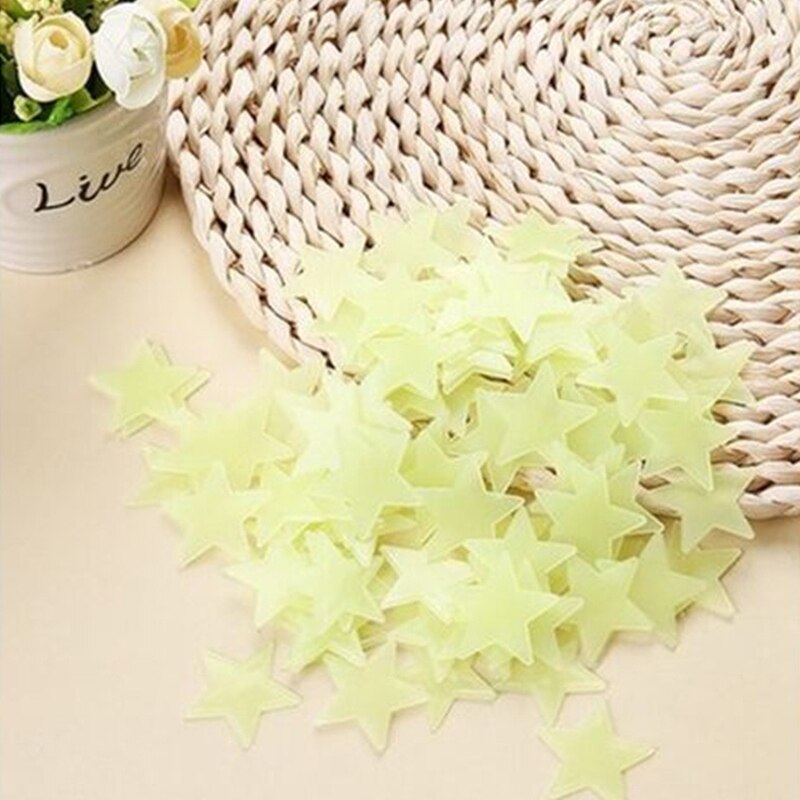 Pack of 100 - 3D Stars Glow In The Dark Wall Stickers Luminous - Image 3