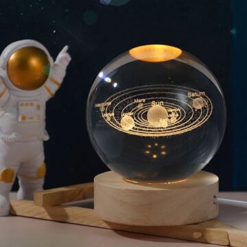 Crystal Ball Night Light Glowing Planet Galaxy Astronaut 3D Moon Table