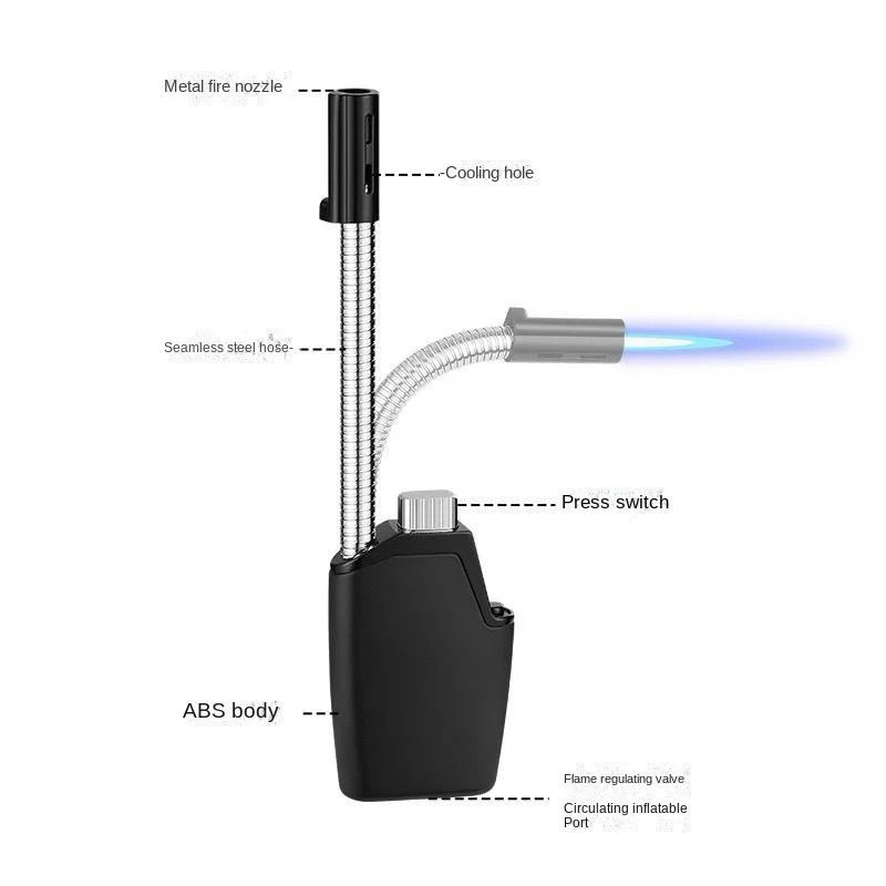 Hose Folding Butane Inflatable Lighter, Windproof Lighter Suitable for Candle Kitchen Fireplace Outdoor Picnic Barbecue Etc.