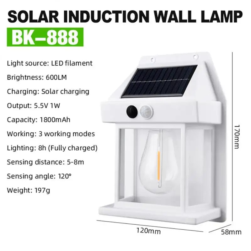 New style Solar wall lamp Villa garden lamp Outdoor waterproof Tungsten Solar induction lamp Motion Sensor Outdoor Solar Lamp