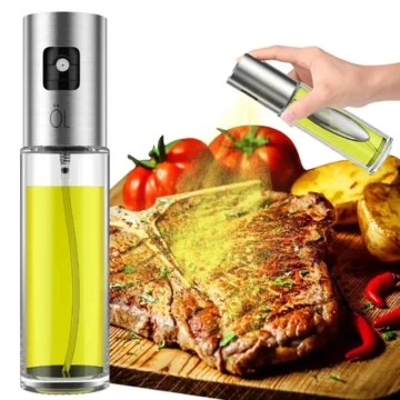 Stainless Steel Glass Oil Spray Bottle Pump for Oil-Control Kitchen