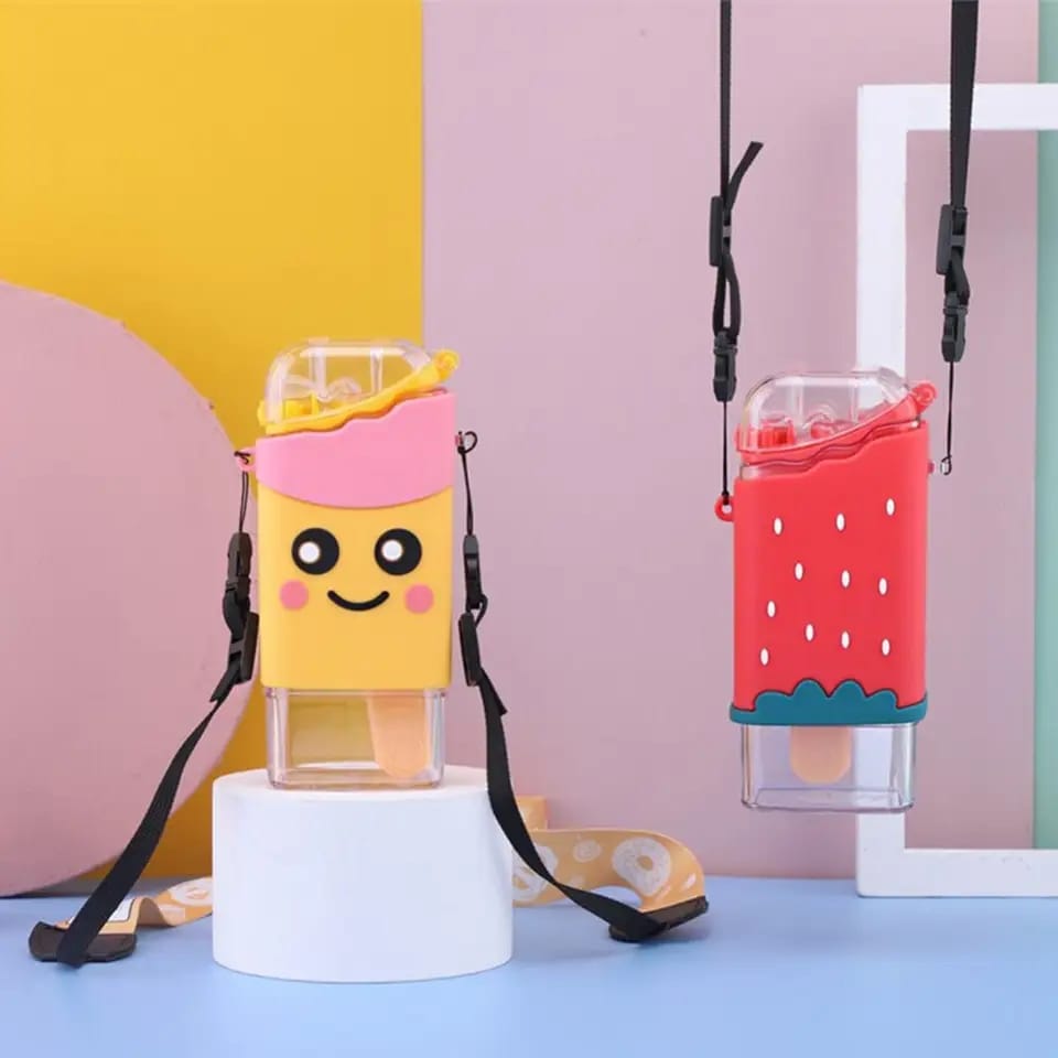 Hot Summer Cute Donut Ice Cream Water Bottle with Straw