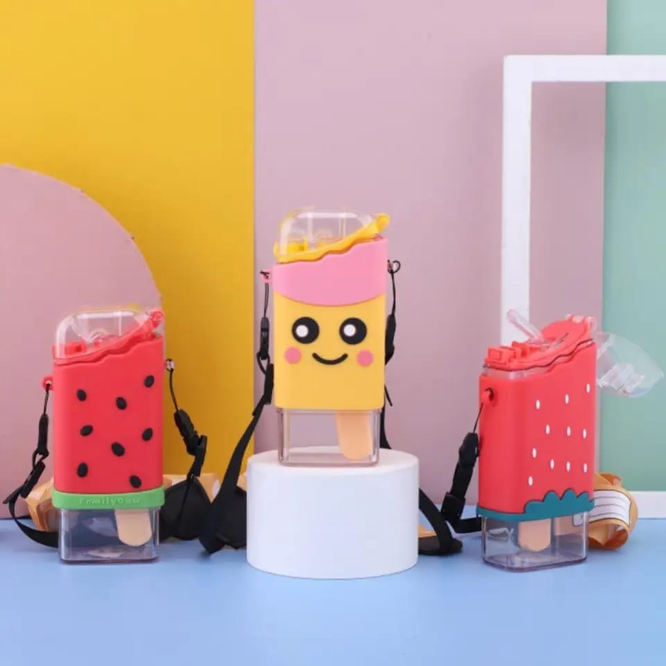 Hot Summer Cute Donut Ice Cream Water Bottle with Straw - Image 2