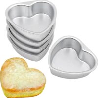 Pack of 6 heart shaped cake pan Non - stick aluminium mold for baking