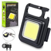 COB Rechargeable Keychain Light 3 Modes Mini Flashlight Keychain Micro USB Charging Type C Port Rechargeable