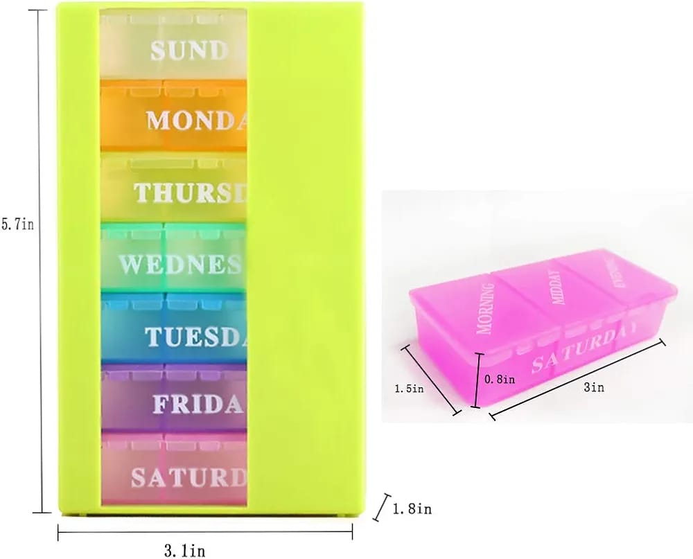 Imported Colorful Pill Box 7 day Week Medicine Tablet Drug Holder Storage Box - 2