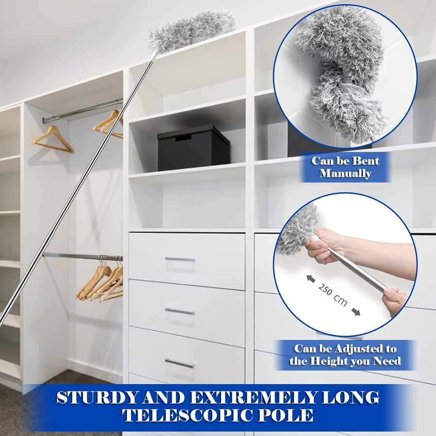 Microfiber Feather Duster With An Extendable And Bendable Head