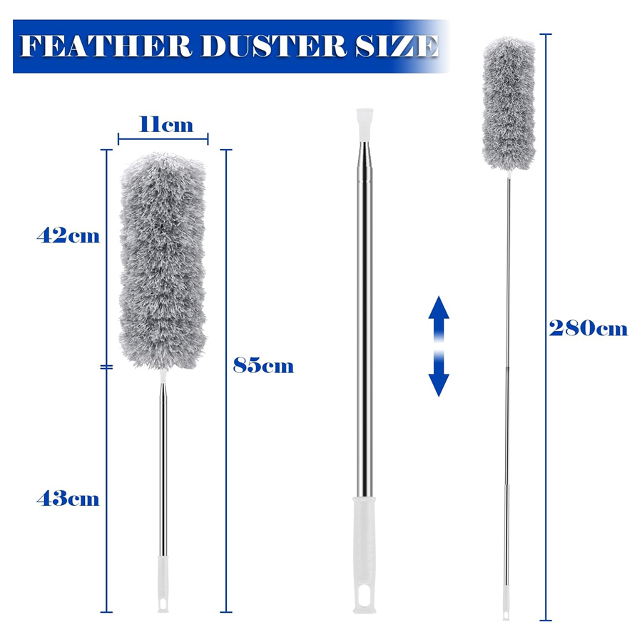 Microfiber Feather Duster With An Extendable And Bendable Head