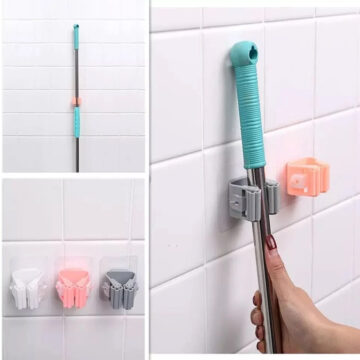 A wall - Mounted Mop & Broom Holder