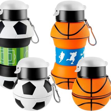 Collapsible Kid's Water Bottle with Basketball Design – Leak-Proof, BPA-Free, Food Grade Silicone