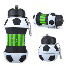 Collapsible Kid's Water Bottle with Basketball Design – Leak-Proof, BPA-Free, Food Grade Silicone